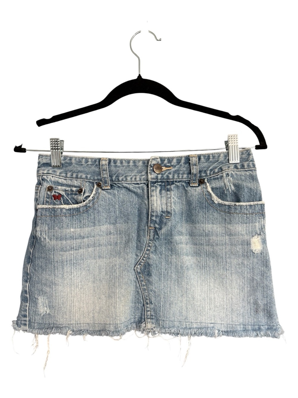 Aeropostale Distressed Denim Micro Mini Skirt Y2K Size 1/2
